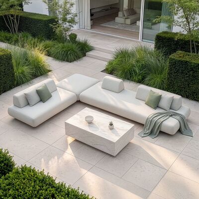 Cannes Large Corner Sofa Set with Sintered Stone Table