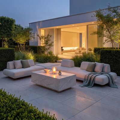 Cannes Large Corner Sofa Set with Sintered Stone Table
