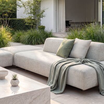 Cannes Large Corner Sofa Set with Sintered Stone Table