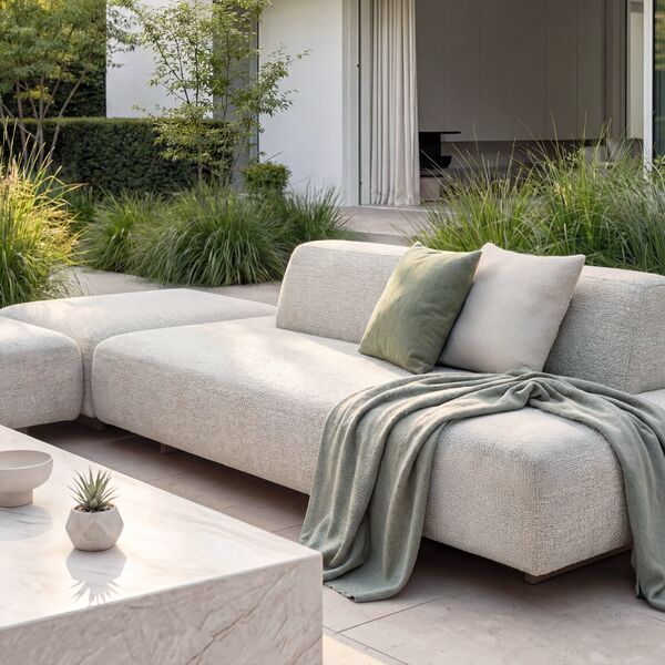 Cannes Large Corner Sofa Set with Sintered Stone Table