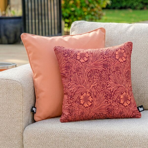 William Morris Cushion with Contrast  Cushion - Coral