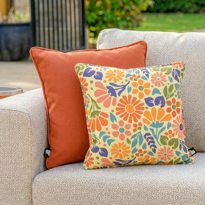 Flower Power Cushion with Contrast Cushion - Orange