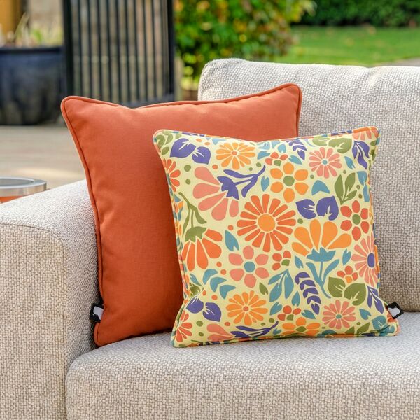 Flower Power Cushion with Contrast Cushion - Orange