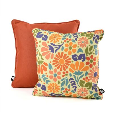 Flower Power Cushion with Contrast Cushion - Orange