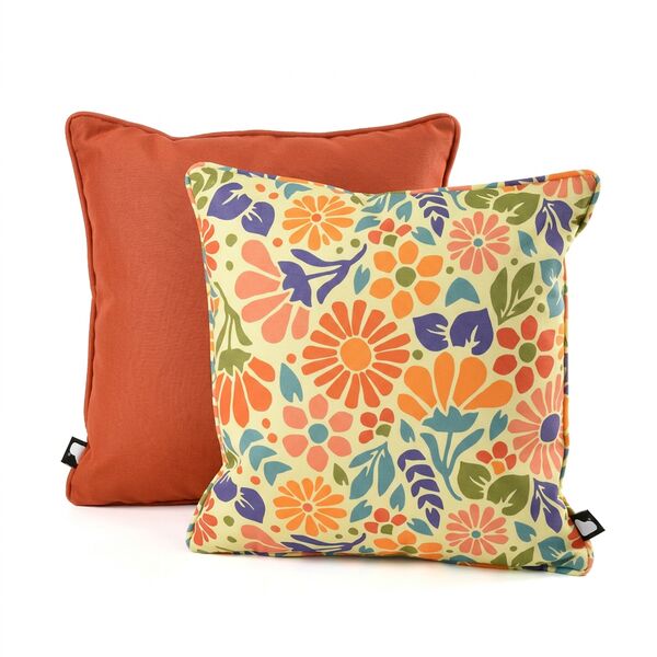 Flower Power Cushion with Contrast Cushion - Orange