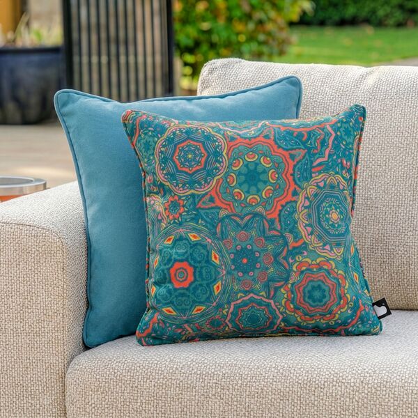 Mandala Cushion with Contrast Cushion - Sea Blue