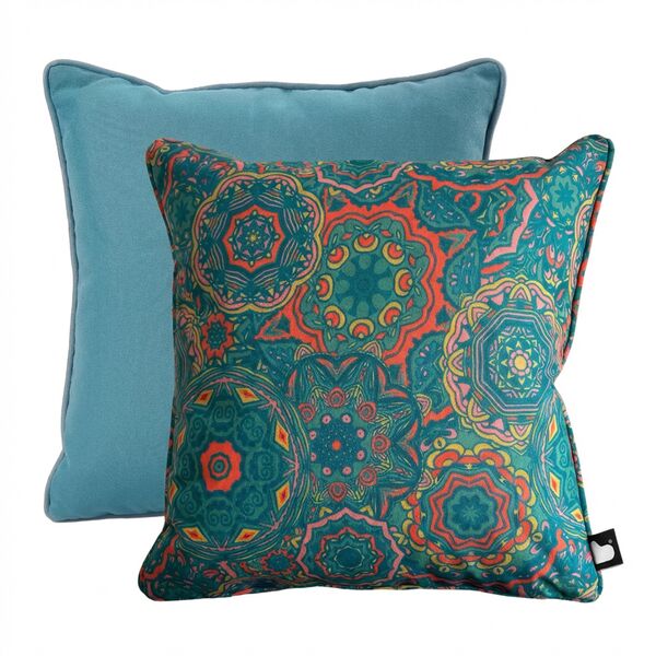 Mandala Cushion with Contrast Cushion - Sea Blue