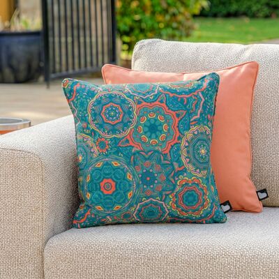 Mandala Cushion with Contrast Cushion - Coral