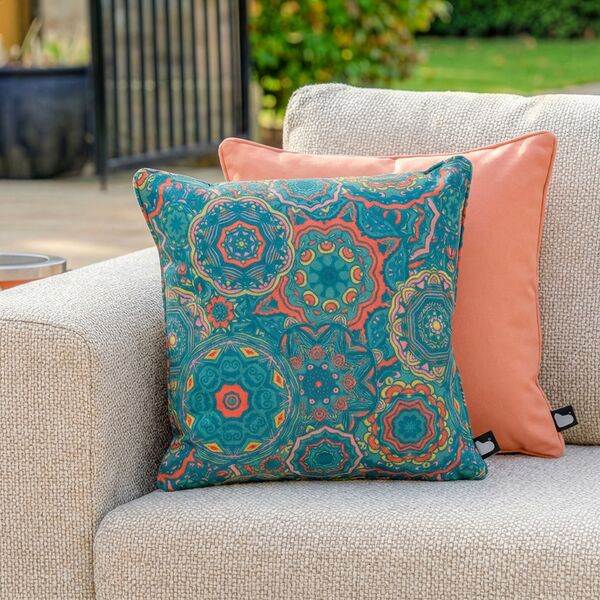 Mandala Cushion with Contrast Cushion - Coral