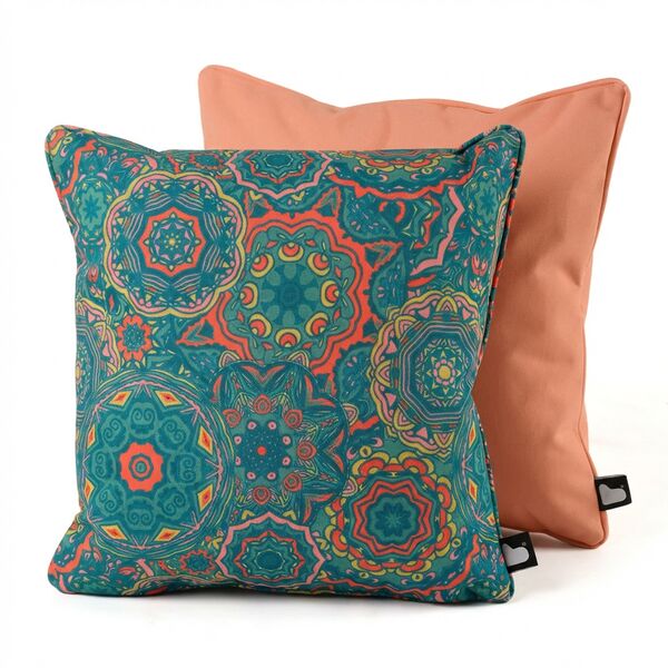 Mandala Cushion with Contrast Cushion - Coral