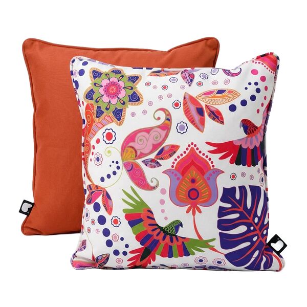 Parrot Cushion with Contrast Cushion - Orange
