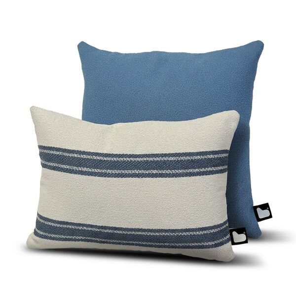 Aquaclean Mist Cushion with Small Stripe Cushion - Blue