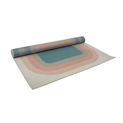 Outdoor Rug Paradise - Aqua Inner with Cream Edge