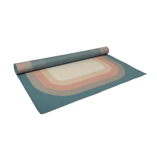 Outdoor Rug Paradise - Cream Inner with Aqua Edge