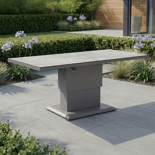 Aluminium Rectangular Gas Rising Table - Dawn Grey