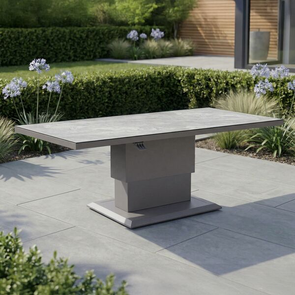 Aluminium Rectangular Gas Rising Table - Dawn Grey