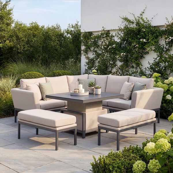 Pulse Square Corner Dining Set with Rising Table / Oatmeal