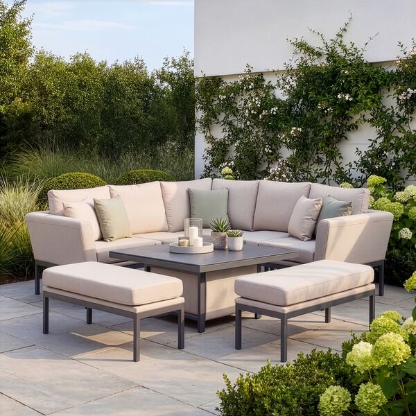 Pulse Square Corner Dining Set with Rising Table / Oatmeal