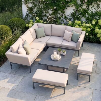 Pulse Square Corner Dining Set with Rising Table / Oatmeal