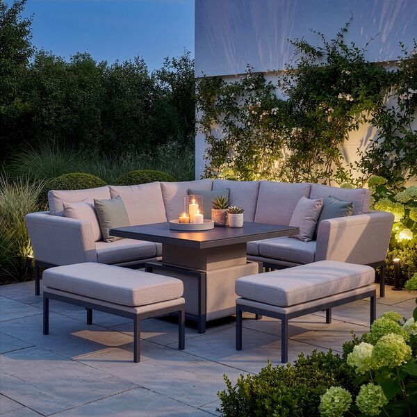 Pulse Square Corner Dining Set with Rising Table / Oatmeal