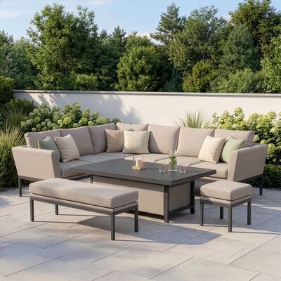 Pulse Rectangular Corner Dining Set with Rising Table / Oatmeal