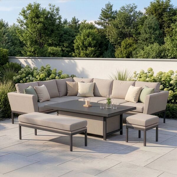 Pulse Rectangular Corner Dining Set with Rising Table / Oatmeal
