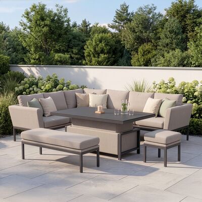 Pulse Rectangular Corner Dining Set with Rising Table / Oatmeal
