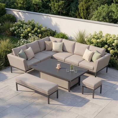 Pulse Rectangular Corner Dining Set with Rising Table / Oatmeal