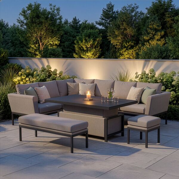 Pulse Rectangular Corner Dining Set with Rising Table / Oatmeal