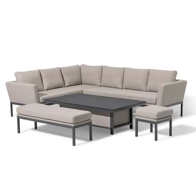 Pulse Rectangular Corner Dining Set with Rising Table / Oatmeal