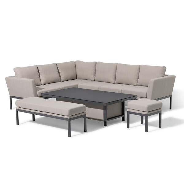 Pulse Rectangular Corner Dining Set with Rising Table / Oatmeal