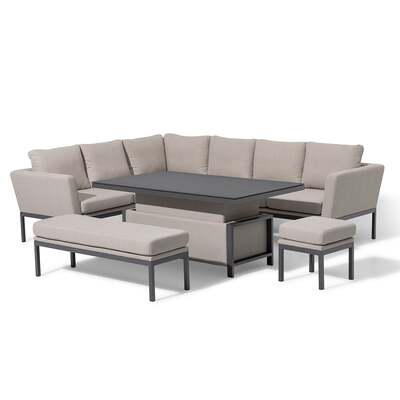 Pulse Rectangular Corner Dining Set with Rising Table / Oatmeal