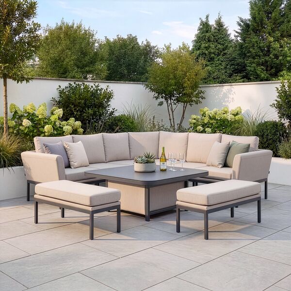 Pulse Deluxe Square Corner Dining Set with Rising Table / Oatmeal