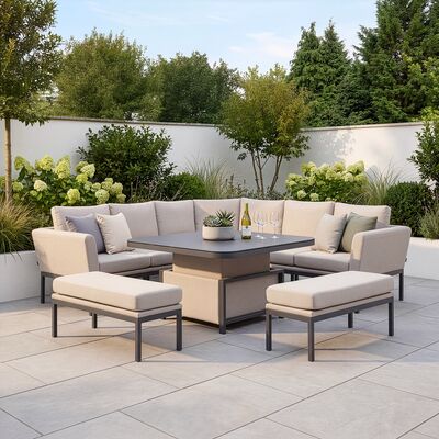 Pulse Deluxe Square Corner Dining Set with Rising Table / Oatmeal