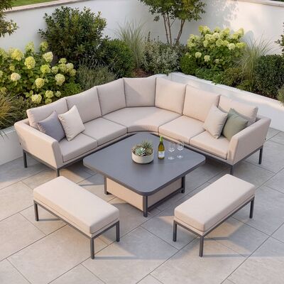 Pulse Deluxe Square Corner Dining Set with Rising Table / Oatmeal