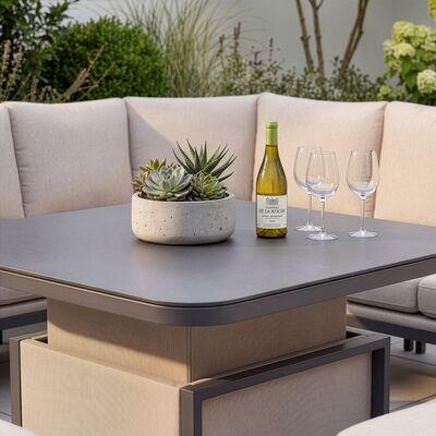 Pulse Deluxe Square Corner Dining Set with Rising Table / Oatmeal