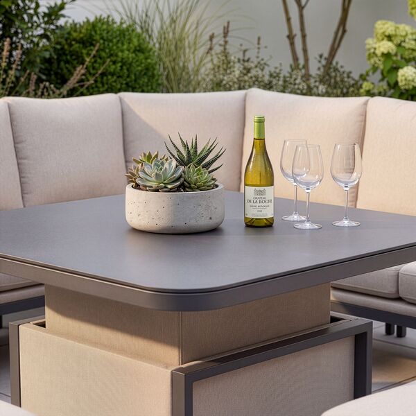 Pulse Deluxe Square Corner Dining Set with Rising Table / Oatmeal