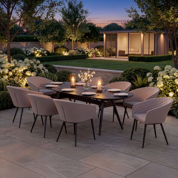 Ambition 8 Seat Oval Dining Set / Oatmeal