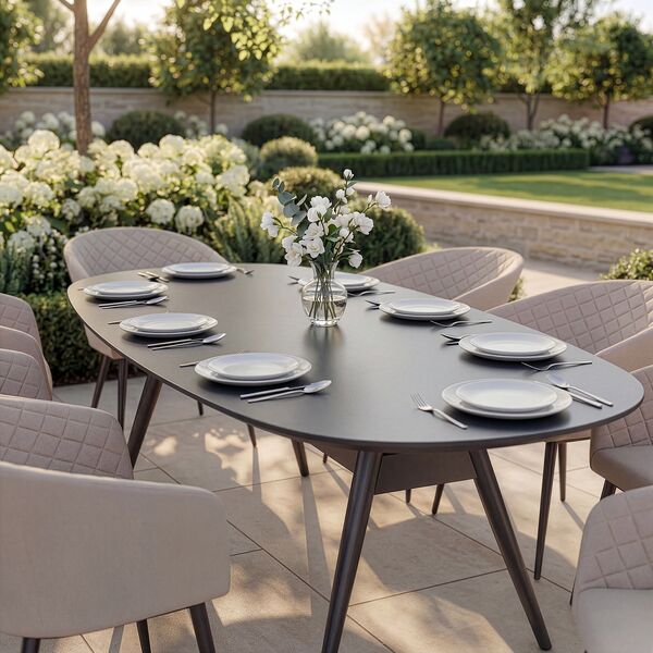 Ambition 8 Seat Oval Dining Set / Oatmeal