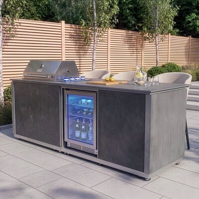 Maze Ember Outdoor Kitchen Island Unit with BBQ Grill and Fridge