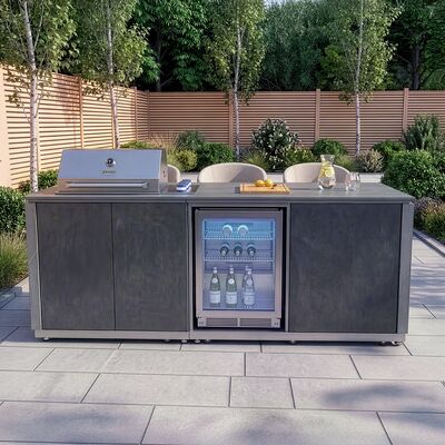 Maze Ember Outdoor Kitchen Island Unit with BBQ Grill and Fridge