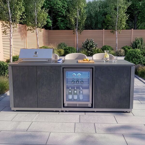 Maze Ember Outdoor Kitchen Island Unit with BBQ Grill and Fridge