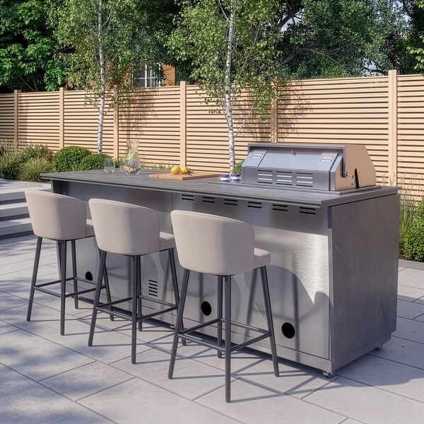 Maze Ember Outdoor Kitchen Island Unit with BBQ Grill and Fridge