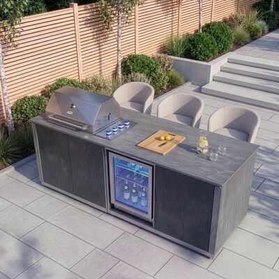 Maze Ember Outdoor Kitchen Island Unit with BBQ Grill and Fridge