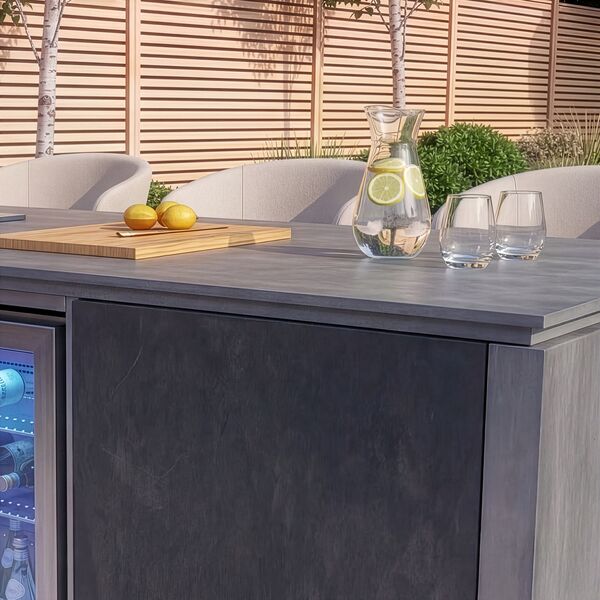 Maze Ember Outdoor Kitchen Island Unit with BBQ Grill and Fridge