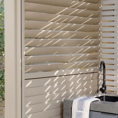 Como Free Standing BBQ Shelter with LED Lights - Side Louvre and Blind - Latte