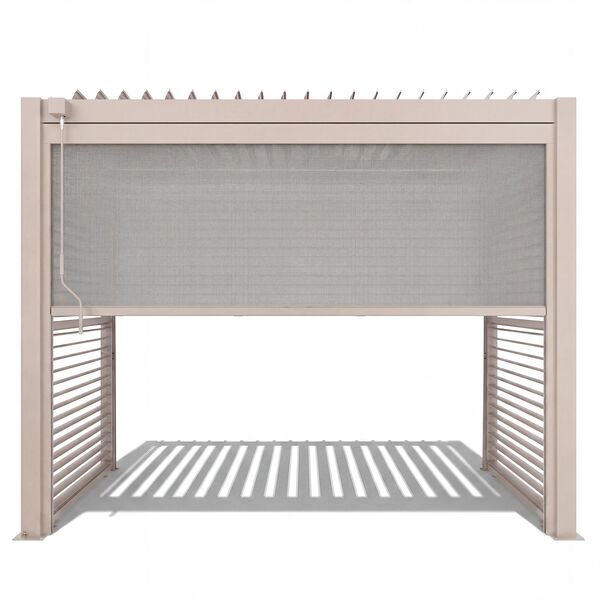 Como Free Standing BBQ Shelter with LED Lights - Side Louvre and Blind - Latte