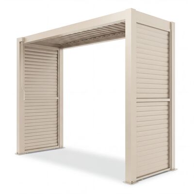 Como Free Standing BBQ Shelter with LED Lights - Side Louvre and Blind - Latte