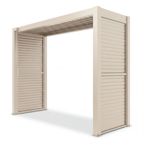 Como Free Standing BBQ Shelter with LED Lights - Side Louvre and Blind - Latte