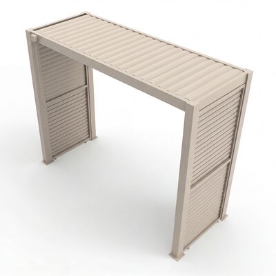 Como Free Standing BBQ Shelter with LED Lights - Side Louvre and Blind - Latte